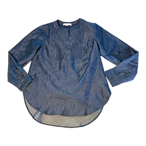 Fourteenth Place Medium Blue Denim Long Sleeve Shirt - Picture 1 of 7